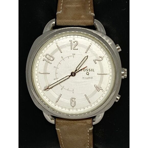 Fossil FTW1200 Women's Sand Leather Silver Analog Dial Hybrid Smartwatch CM547 - Picture 2 of 12